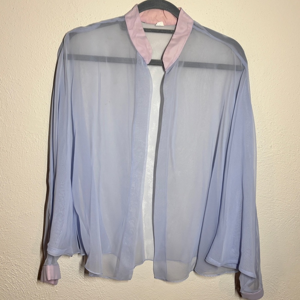 5/$25 Sheer Blue and Pink Blouse